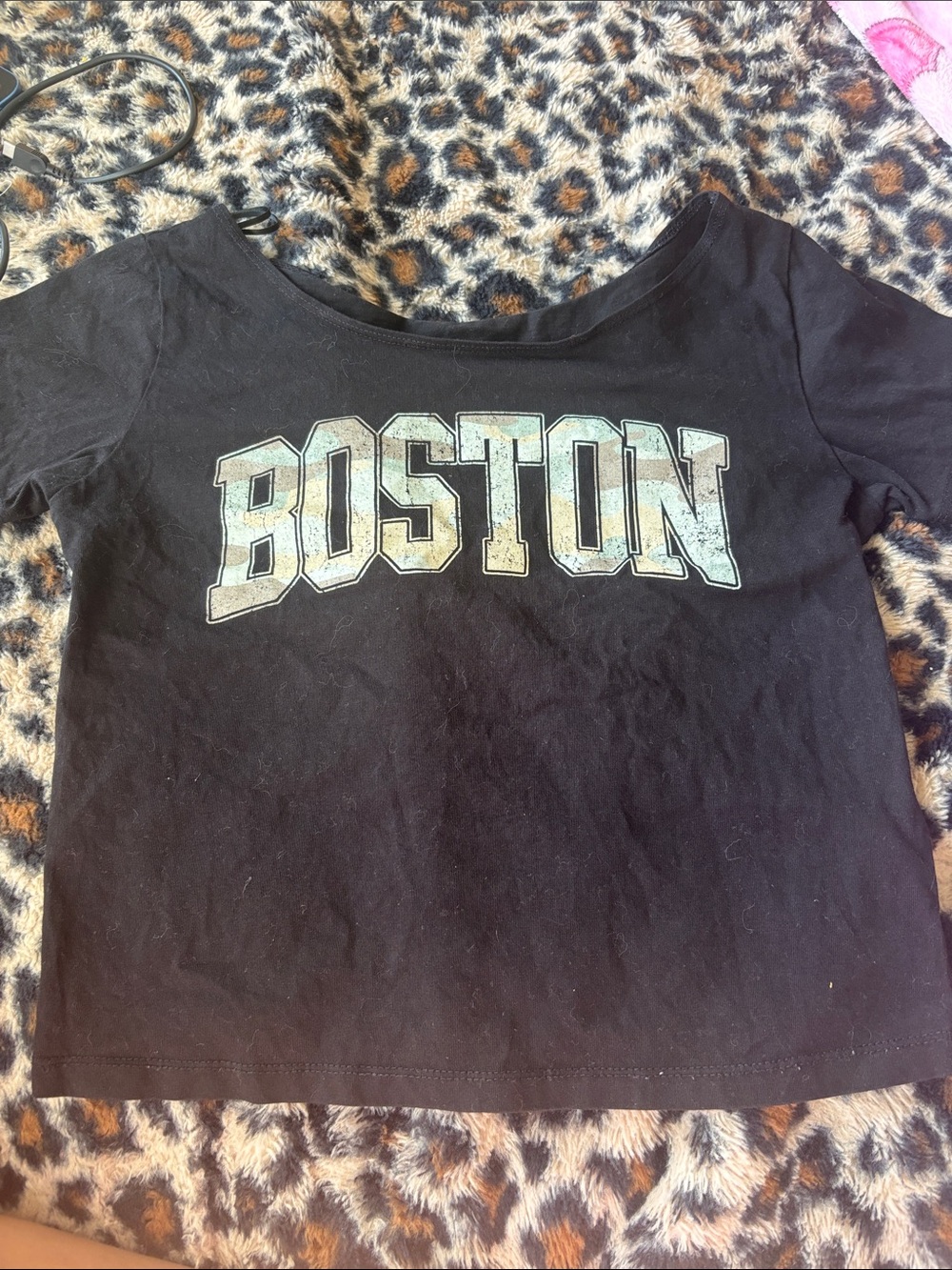 Black 'Boston' Short Sleeve Tee - Boys/Girls